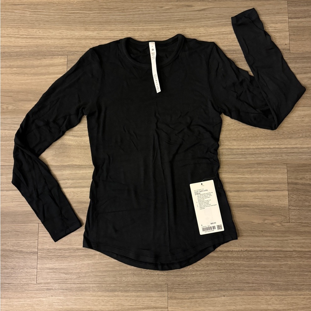 Hold Tight Long Sleeve Black Size 6 Lululemon BRAND NEW